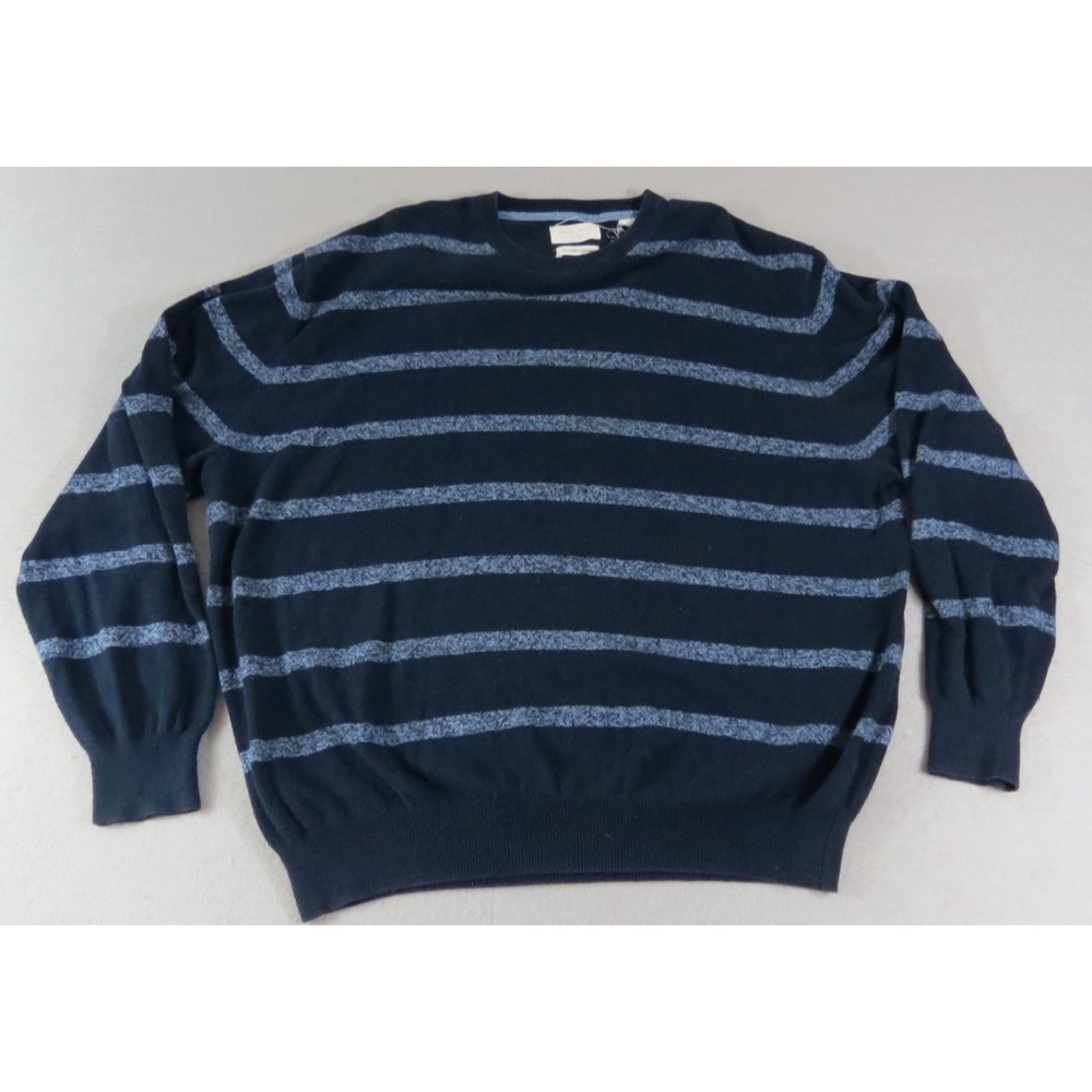 Weatherproof Cotton Cashmere Knit Stripped Vintage Inspired Sweater Men's Lg